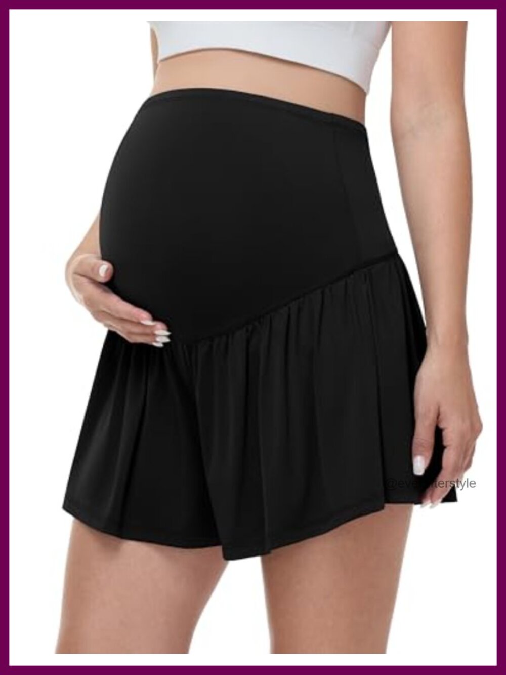 Maternity Flowy Shorts Stretchy Pregnancy Skorts Built-in Shorts